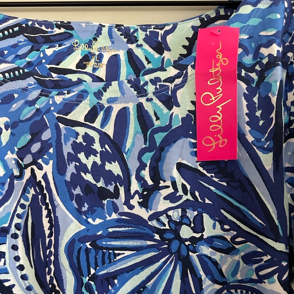 NWT Lilly Pulitzer Holee Cotton 3/4 Sleeve Iris Blue and White Print XL - Picture 4 of 9